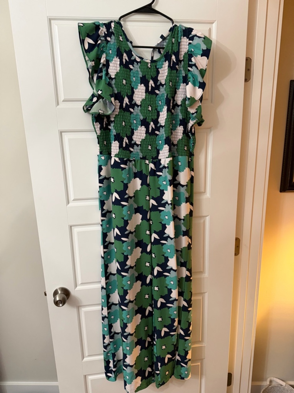 Michele McDowell Green, Navy and White Floral Jumpsuit